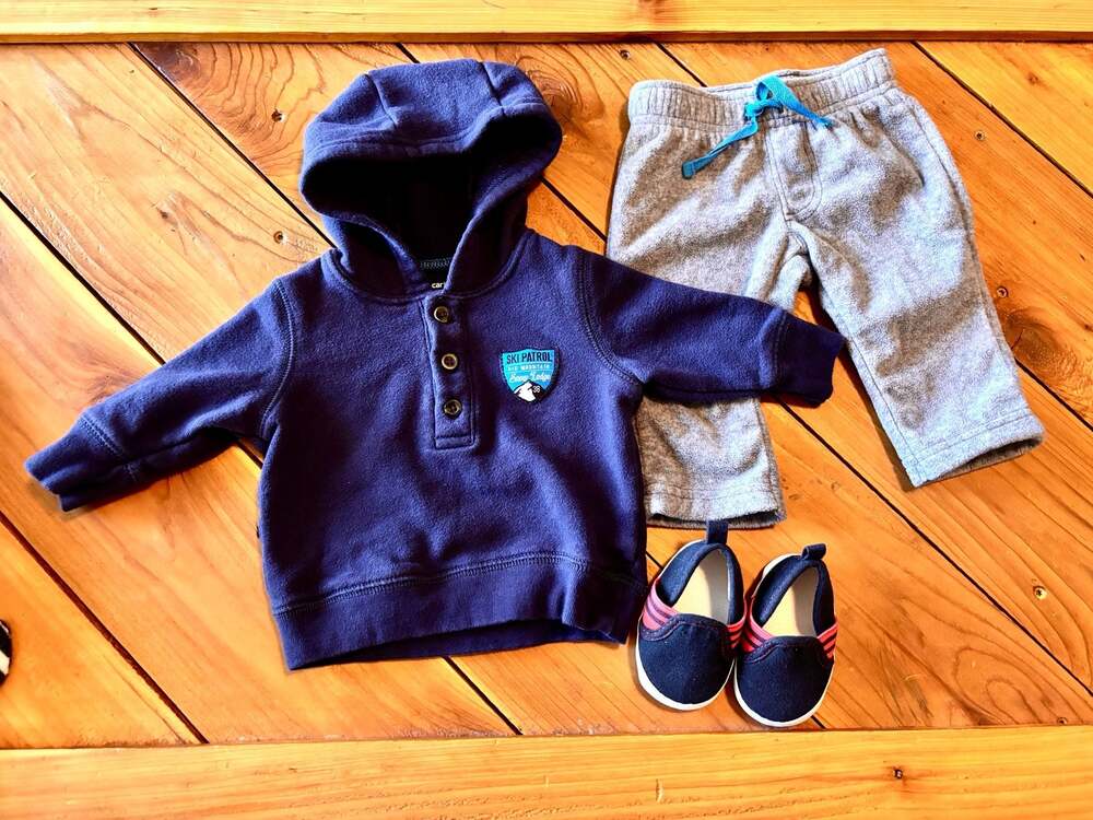 Carter's Baby Boy 3-Piece Ski Patrol Hoodie and Pants Set with Rising Star Shoes